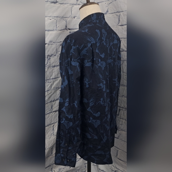 Ted Baker Men's Button Down Shirt Floral Flowers Africa Kenya Blue Size Large - Picture 5 of 12